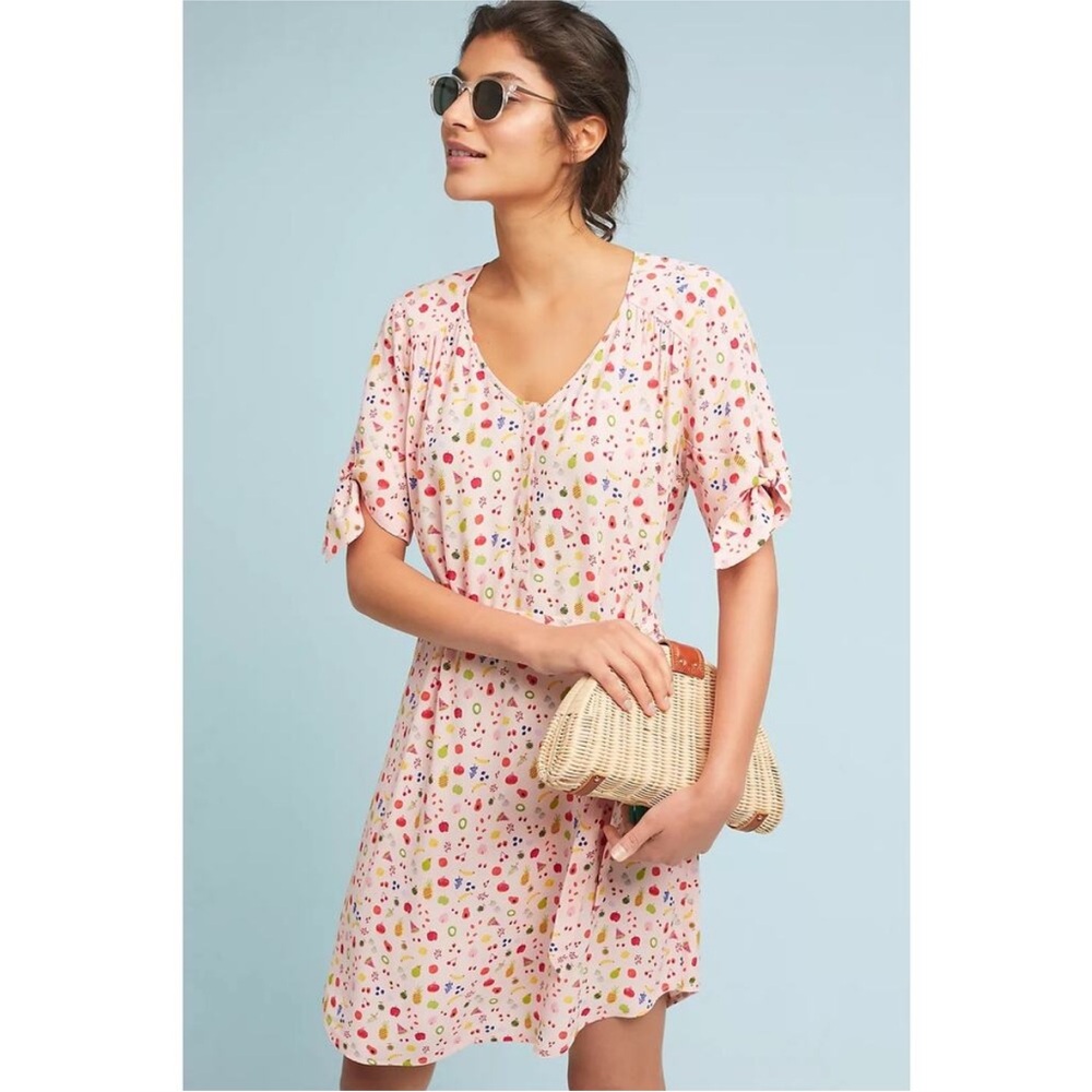 Anthropologie Pink Tiny Fruits Dress